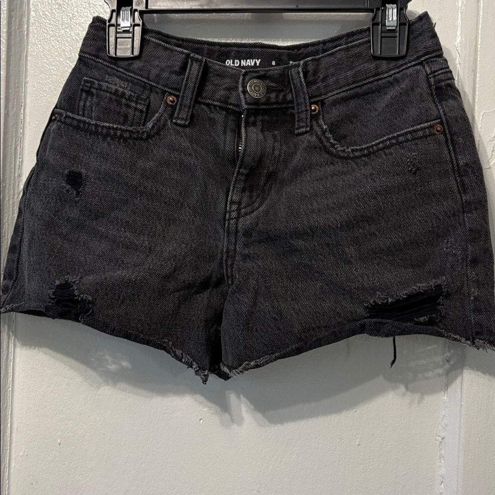Old Navy Charcoal Distressed Denim Shorts